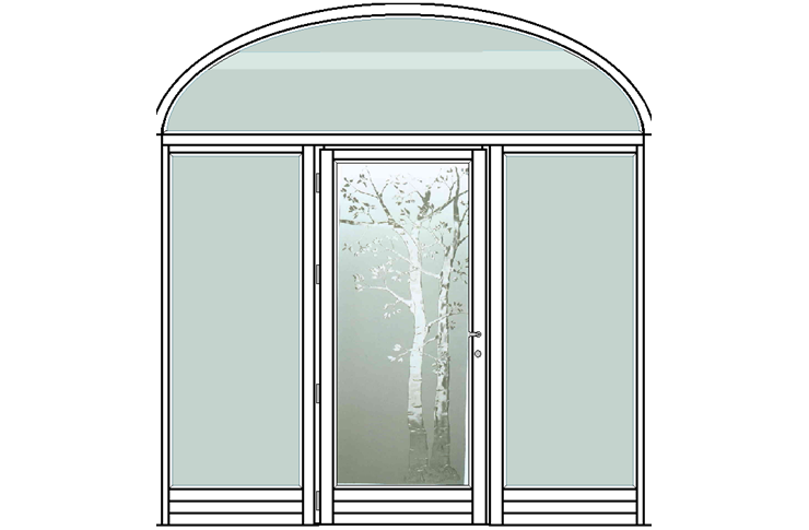 Vetrata arcata a tre ante