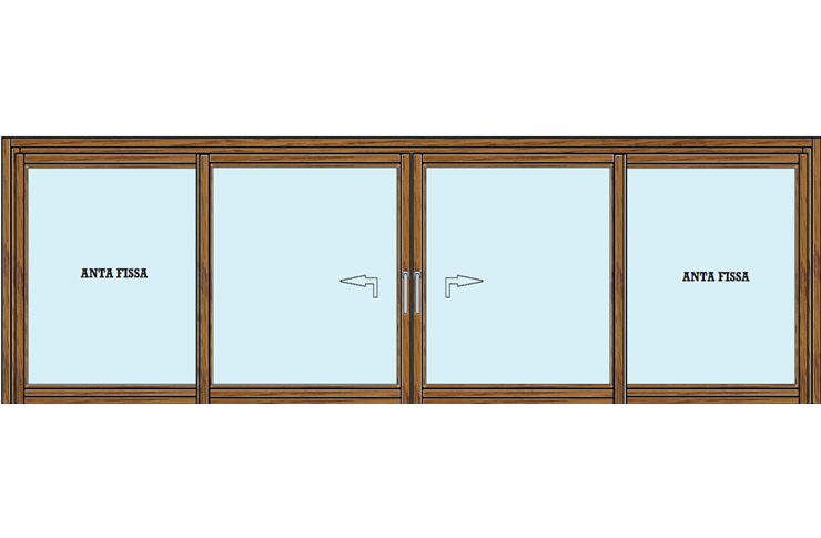 Alzante scorrevole doppia anta rovere americano