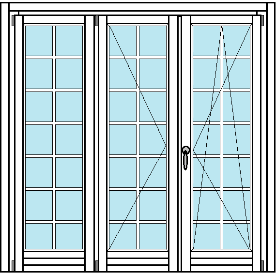 Portafinestra quattro ante in legno lamellare
