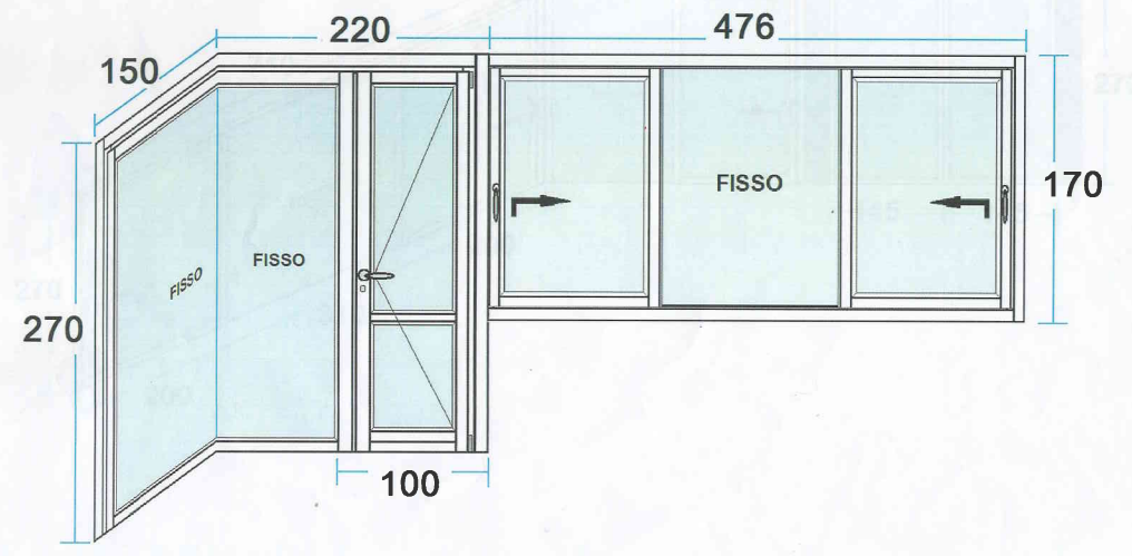 Chiusura veranda in alluminio e vetro