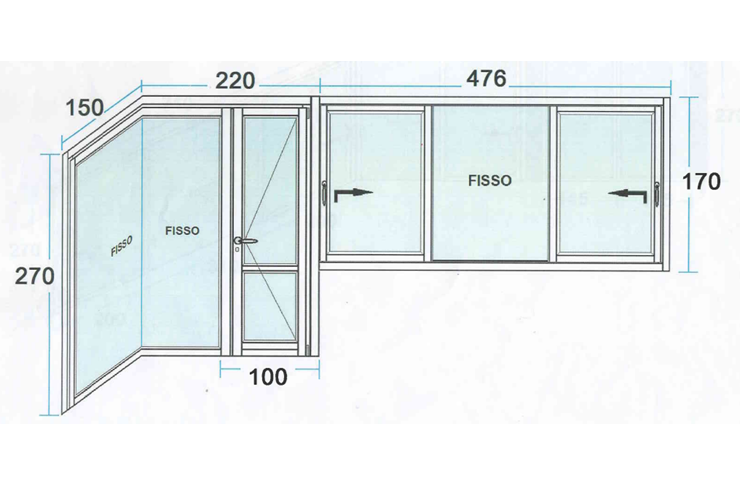 Chiusura veranda in alluminio e vetro
